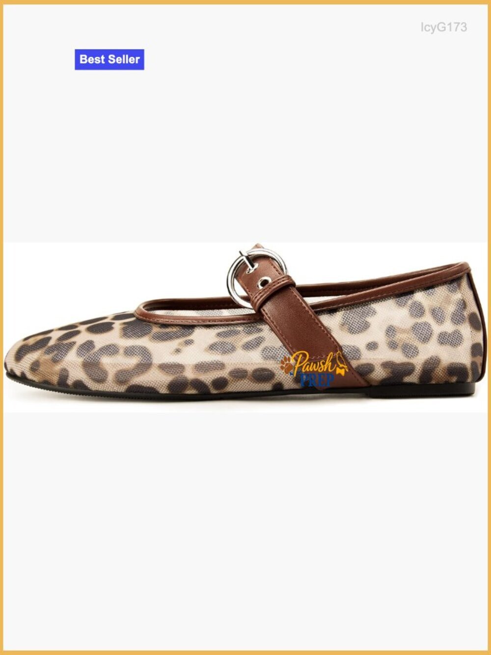 Leopard Mesh Mary Jane Flats Women's Ballet Dress Shoes Slip On Buckle